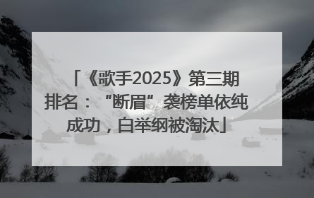《歌手2025》第三期排名：“断眉”袭榜单依纯成功，白举纲被淘汰