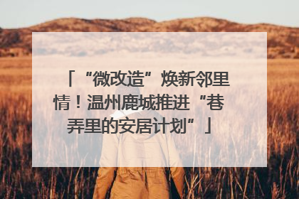 “微改造”焕新邻里情！温州鹿城推进“巷弄里的安居计划”