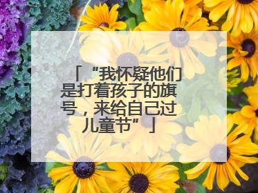 “我怀疑他们是打着孩子的旗号，来给自己过儿童节”