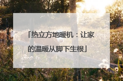 热立方地暖机：让家的温暖从脚下生根