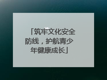 筑牢文化安全防线，护航青少年健康成长