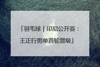 羽毛球｜印尼公开赛：王正行男单首轮晋级