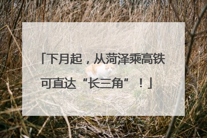 下月起，从菏泽乘高铁可直达“长三角”！
