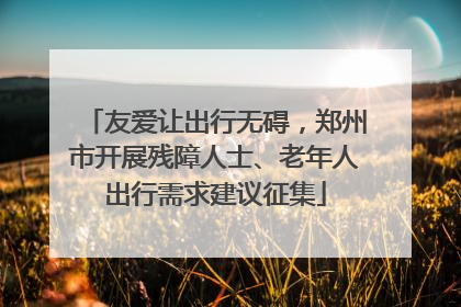 友爱让出行无碍，郑州市开展残障人士、老年人出行需求建议征集