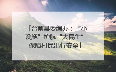 台前县委编办：“小设施”护航“大民生” 保障村民出行安全