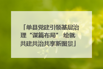 单县党建引领基层治理“谋篇布局” 绘就共建共治共享新图景
