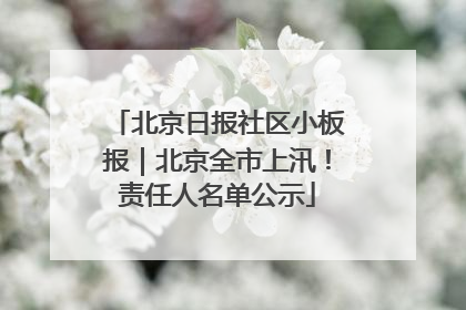 北京日报社区小板报｜北京全市上汛！责任人名单公示