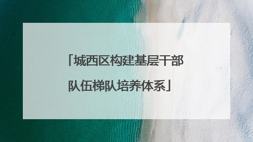 城西区构建基层干部队伍梯队培养体系