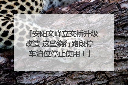 安阳文峰立交桥升级改造 这些绕行路段停车泊位停止使用！