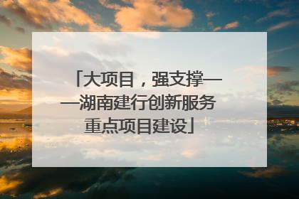 大项目，强支撑——湖南建行创新服务重点项目建设