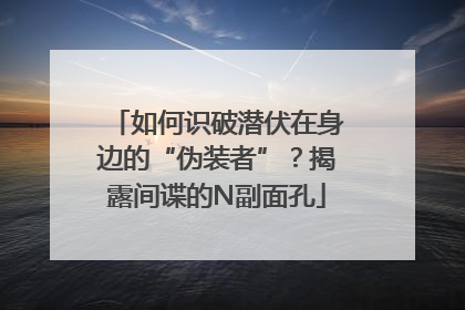如何识破潜伏在身边的“伪装者”？揭露间谍的N副面孔