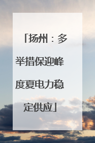 扬州：多举措保迎峰度夏电力稳定供应