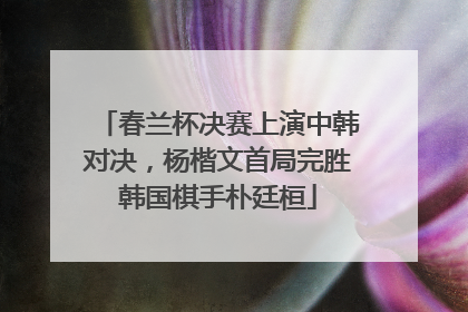 春兰杯决赛上演中韩对决，杨楷文首局完胜韩国棋手朴廷桓