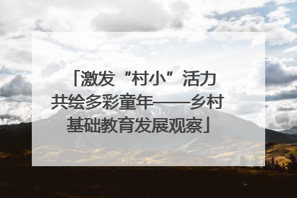 激发“村小”活力 共绘多彩童年——乡村基础教育发展观察