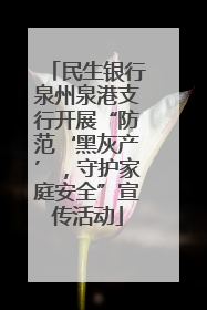 民生银行泉州泉港支行开展“防范‘黑灰产’，守护家庭安全”宣传活动