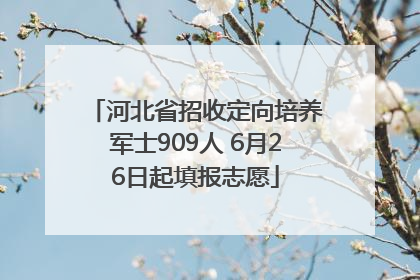 河北省招收定向培养军士909人 6月26日起填报志愿