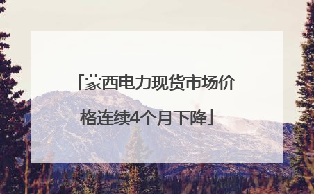 蒙西电力现货市场价格连续4个月下降