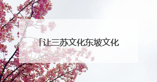 让三苏文化东坡文化焕发新的时代华彩
