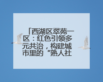 西湖区翠苑一区：红色引领多元共治，构建城市里的“熟人社会”