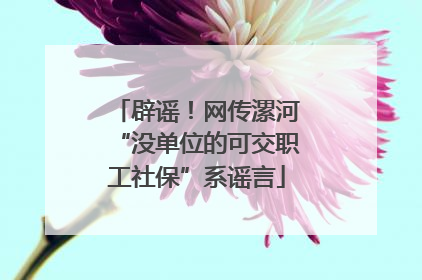 辟谣！网传漯河“没单位的可交职工社保”系谣言