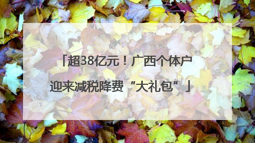 超38亿元！广西个体户迎来减税降费“大礼包”