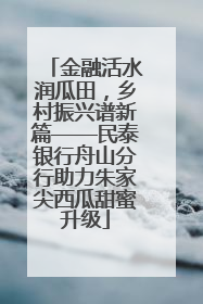 金融活水润瓜田，乡村振兴谱新篇——民泰银行舟山分行助力朱家尖西瓜甜蜜升级