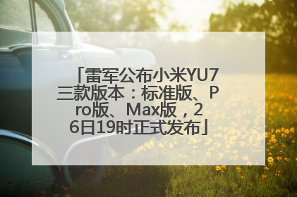 雷军公布小米YU7三款版本：标准版、Pro版、Max版，26日19时正式发布