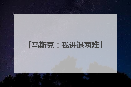 马斯克：我进退两难