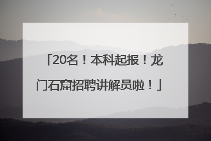 20名！本科起报！龙门石窟招聘讲解员啦！